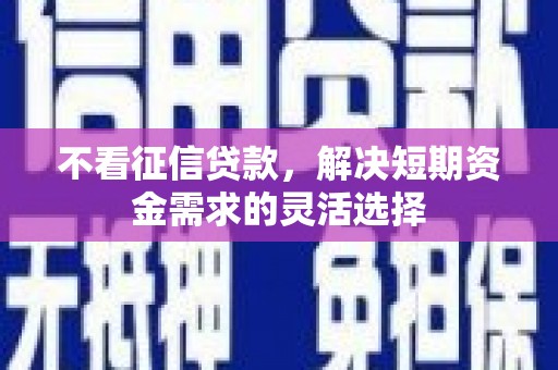 志丹不看征信贷款，解决短期资金需求的灵活选择