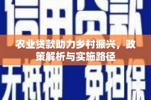 志丹农业贷款助力乡村振兴，政策解析与实施路径