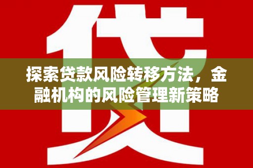 志丹探索贷款风险转移方法，金融机构的风险管理新策略