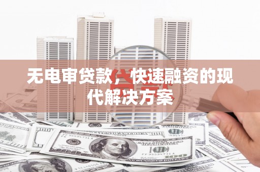 志丹无电审贷款，快速融资的现代解决方案