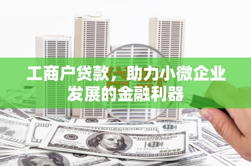 志丹工商户贷款，助力小微企业发展的金融利器
