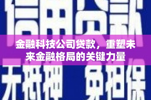 志丹金融科技公司贷款，重塑未来金融格局的关键力量
