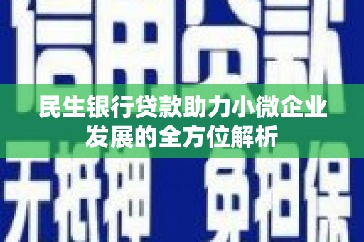 志丹民生银行贷款助力小微企业发展的全方位解析