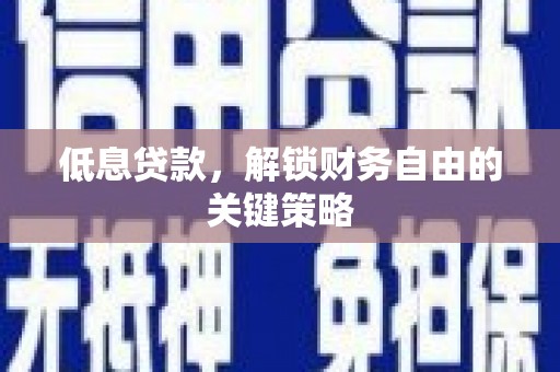 志丹低息贷款，解锁财务自由的关键策略
