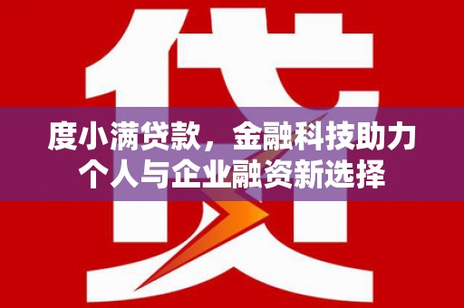 志丹度小满贷款，金融科技助力个人与企业融资新选择