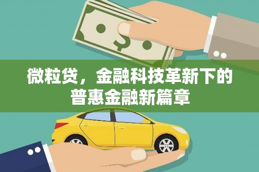 志丹微粒贷，金融科技革新下的普惠金融新篇章