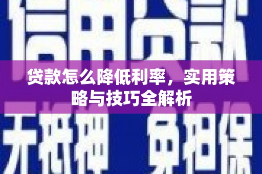 志丹贷款怎么降低利率，实用策略与技巧全解析