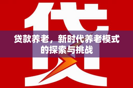 志丹贷款养老，新时代养老模式的探索与挑战