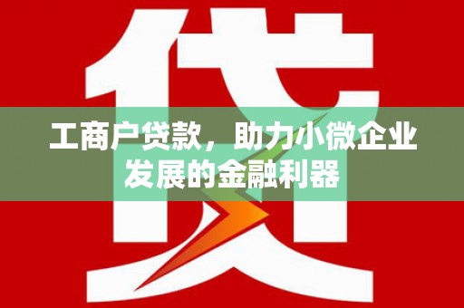 志丹工商户贷款，助力小微企业发展的金融利器