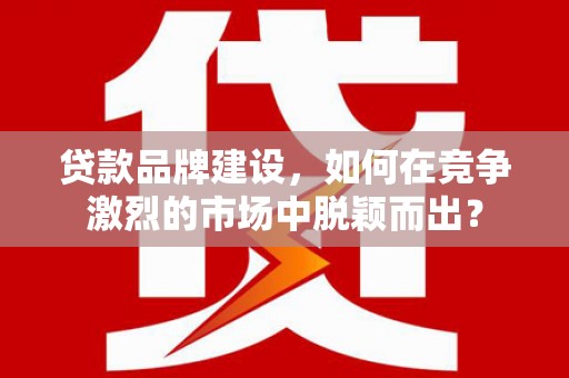 志丹贷款品牌建设，如何在竞争激烈的市场中脱颖而出？