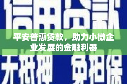 志丹平安普惠贷款，助力小微企业发展的金融利器