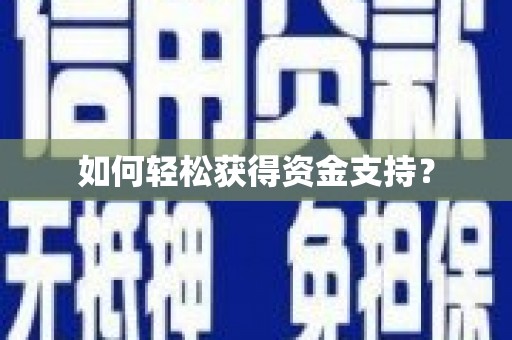 志丹如何轻松获得资金支持？
